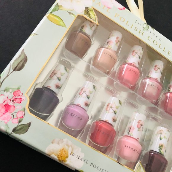 LIVEGREEN Boxed Set of 10 Mini Nail Polishes NIB - Picture 2 of 6